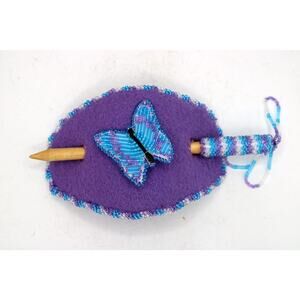 Wind River Reservation Beaded Butterfly Stick Barrette on Felt